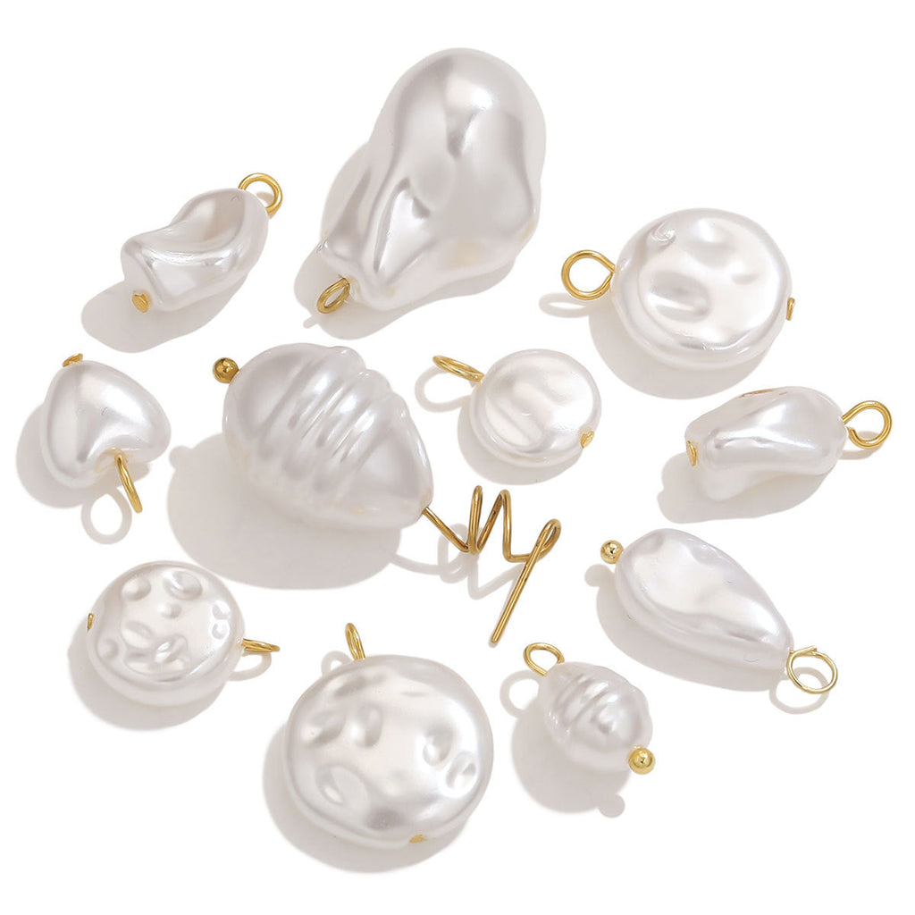 Stainless steel imitation pearl curved needle pendant diy jewelry