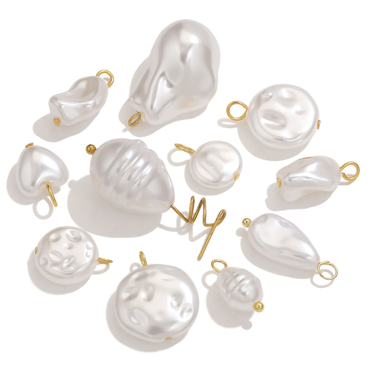 Stainless steel imitation pearl curved needle pendant diy jewelry