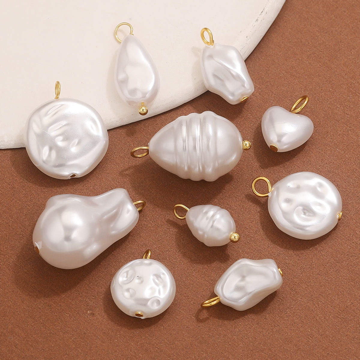 Stainless steel imitation pearl curved needle pendant diy jewelry