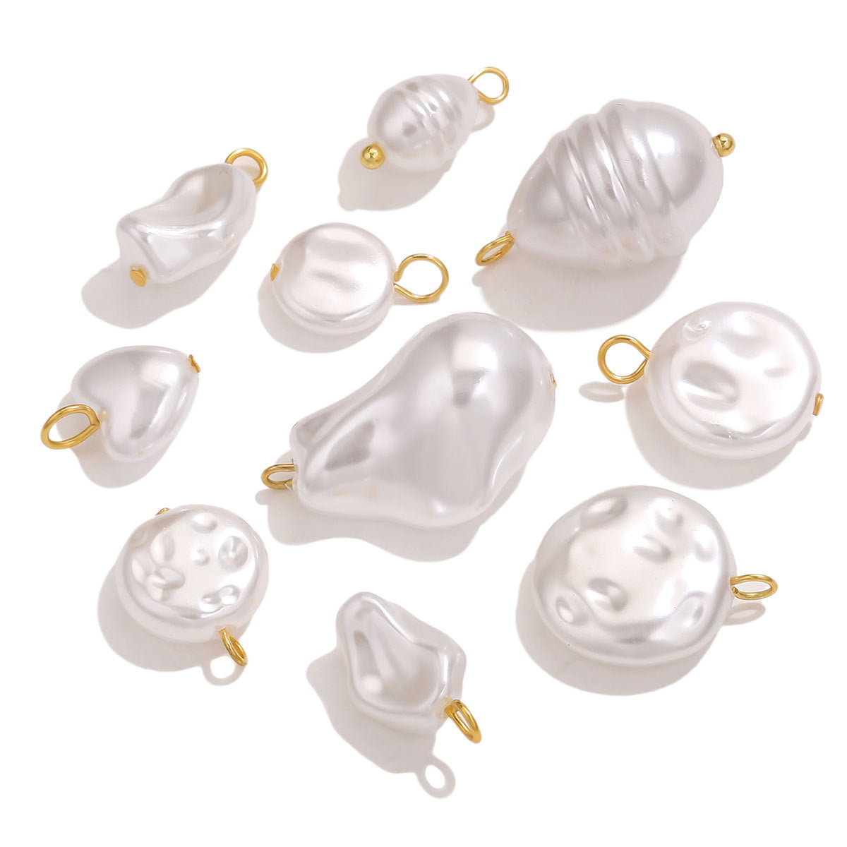 Stainless steel imitation pearl curved needle pendant diy jewelry
