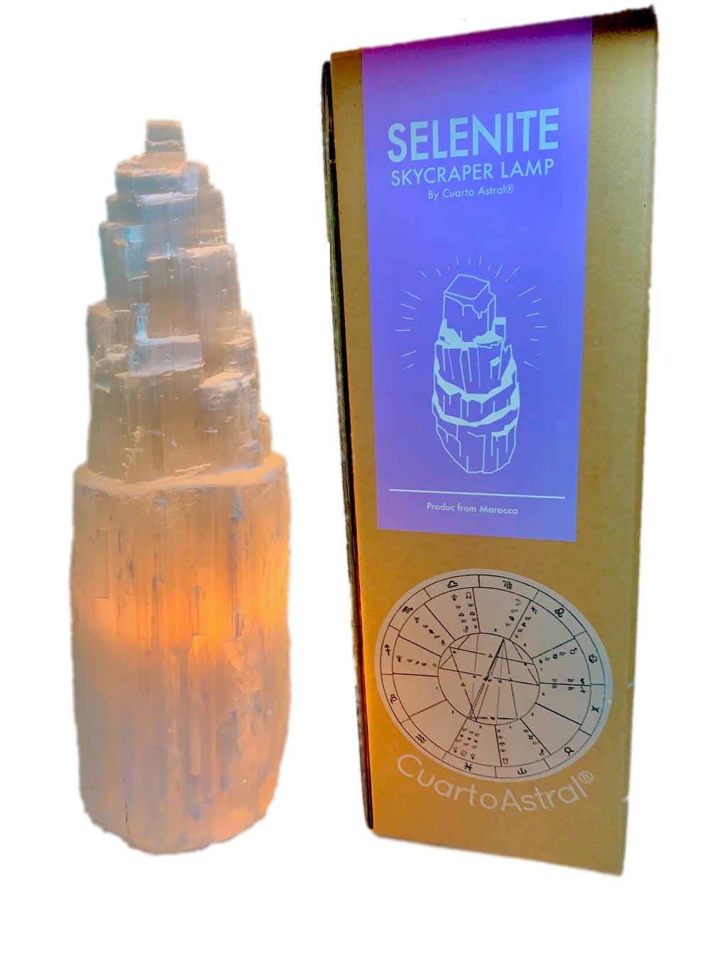 Selenite Crystal Skyscraper Lamp — Energy Cleansing Light